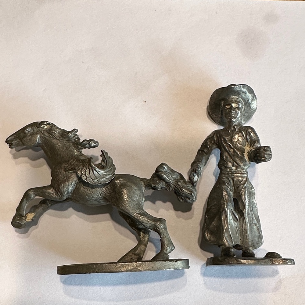 Vintage‎ Spoontiques Pewter Cowboy & Galloping Horse Figurines 1980 Western Set